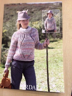 Sirdar Faroe Super Chunky Lace Sweater Knitting Pattern 9818 Sizes 24-46” - Image 1 of 3
