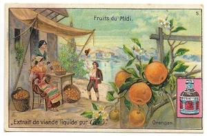 Oranges - Fruits du Midi - Chromo Cibils - Trade card - Picture 1 of 2