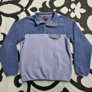 Patagonia Synchilla Snap-T Snap T Fleece Pullover Sweater Two Tone Blue Medium - Picture 1 of 6