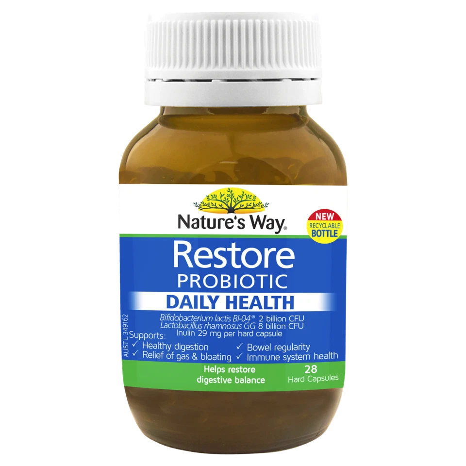 Nature's Way Restore Probiotic Daily Health 28 Capsules Fridge Free Natures - image 1 of 1