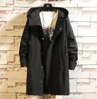 Mens Trench Coats Hooded Plain Loose Outwear Zip Hoodies Jackets Oversize M-6Xl