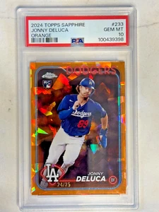 2024 Topps Sapphire Jonny Delucca Orange /25 Rookie Rc PSA 10 Dodgers - Picture 1 of 2