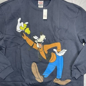 VTG NOS Goofy Sweatshirt Men XL Blue Disney Store Exclusive Cartoon Art Crewneck - Picture 1 of 17