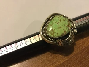 Anello grande argento Navajo turchese sterling vecchio pedone TAGLIA 9 - Foto 1 di 12