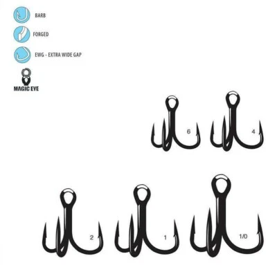 Gamakatsu EWG Short Shank Magic Eye Crankbait Treble Hooks 3304 - Choose Size - Image 1 of 3