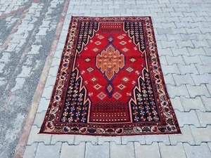 4x6 Natural Rug, Turkish Rug Red, Hand Knotted Rug, Gifts Housewarming, Wool Rug - Picture 1 of 10