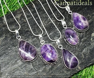 SALE !! Amethyst Gemstone Chain Pendant Lot 925 Silver Plated Ethnic Jewelry - Picture 1 of 5