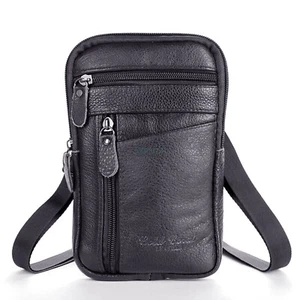 Men's Leather Fashion Phone Pouch Handbags Shoulder Crossbody Waist Bag AU - Picture 1 of 10