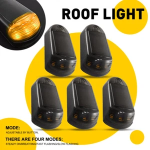 5PCS Universal Solar Powered Cab Flashing Light Roof Cab Amber Marker Lights USA - Picture 1 of 12