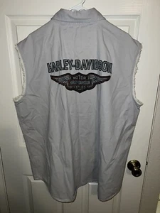 Harley Davidson Mens Cut Off Vest 2XL Gray Ready To Hit The Road - Picture 1 of 8