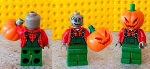 LEGO BAM Halloween Figure SCARECROW with Pumpkin Head Carved Overalls Button Eye - Picture 1 of 1