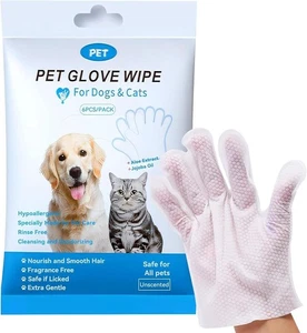 6-30x PET Cleaning Deodorizing Bathing Wipes for Dogs Cats, Hypoallergenic Glove - Picture 1 of 12