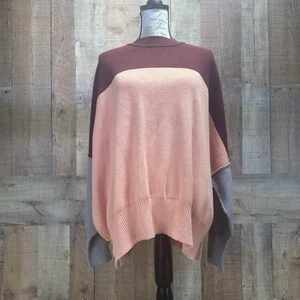 Free People Easy Street Oversized Dolman Sleeve Pink Maroon Sweater Sz Small - Picture 1 of 10