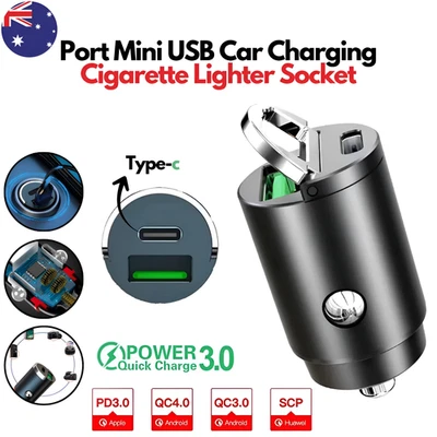 Dual Port Mini USB Car Charger Ultra Fast Charging Cigarette Lighter Socket - image 1 of 4