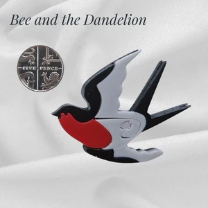 Small Swallow  Bird Modern Acrylic 2D Layered  Brooch - Picture 1 of 5