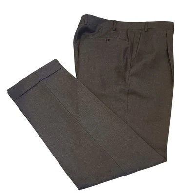 Canali Brown Cuffed Wool Suit Dress Pants Luxury Designer 38x32 model 78120/99 - Image 1 of 4