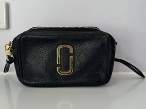 Marc Jacobs Softshot Crossbody Bag Black Leather Good Condition Glitter Strap - Picture 1 of 6