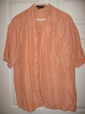 Camisa de campamento Tuliano seda rayón para hombre talla grande naranja crema Foto 1 de 3