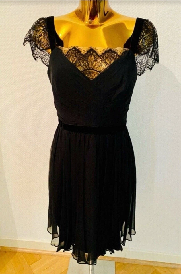 Marchesa Notte Cocktailkleid „Black Lace“ – Seide-Schwarz – Gr. 40 – Neu - Bild 1 von 4