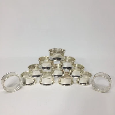 12 Kemp & Beatley Beaded Elegance Fancy Napkin Holders Silver Tone - Image 1 of 4