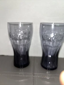 VINTAGE Set Of 2 Coca-Cola Tumblers GLASSES, Amber And Purple , Drinking 16 oz. - Picture 1 of 6