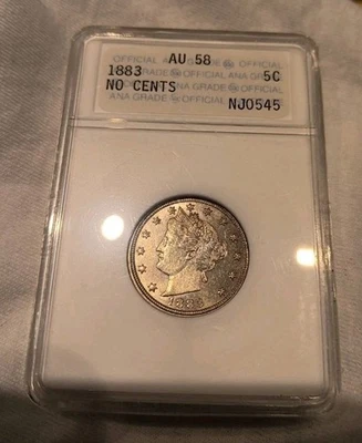 1883 5C Liberty V Nickel No Cents AU-58 Old ANA Holder Gem+ MS - Image 1 of 2