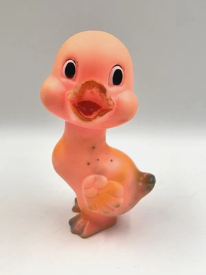 Juguete chirriante pato vinilo goma rosa ilimitado Pascua vintage *leer descripción Foto 1 de 4