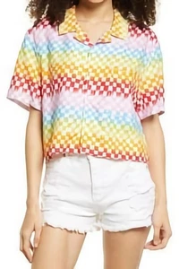 BP Cropped Shirt Damen Medium Rainbow Arcade Check Knopfleiste - Bild 1 von 10