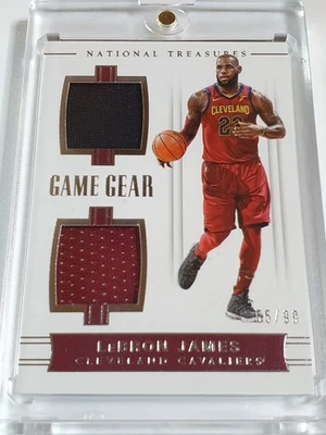 2017 Panini National Treasures LeBron James #PATCH /99 Game Worn Dual Jerseys - Image 1 of 4