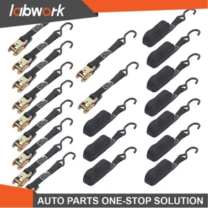 Labwork 12 Pack 1" x 15ft Ratchet Strap 500 lbs Load 1500 lbs Break Strength - Picture 1 of 21