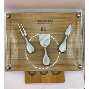 Toscana Bambus Rechteckig Käse Schneidebrett & Werkzeuge Set Hartglasplatte - Bild 1 von 13