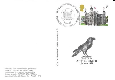 1978 TOWER OF LONDON, PHQ Card WITH Special, POSTED AT TOWER, FDC CANCEL - Image 1 of 2