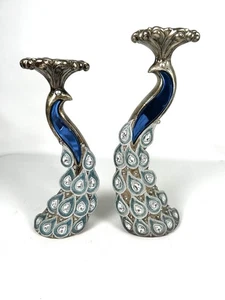 Elegante juego de candelabros de pavo real con joyas Feathered Splendor  - Imagen 1 de 10