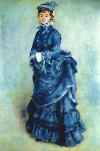 Paris girl the lady in blue by Pierre-Auguste Renoir Giclee Repro on Canvas - Picture 1 of 1