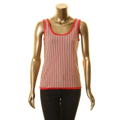 ANNE KLEIN 全新女式条纹圆领针织背心 TEDO — 第 1/2 张图片
