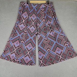 Ny Collection Pants Women's 2X Wide Leg Crop Pull On Pleated Palazzo Flowy - Picture 1 of 7