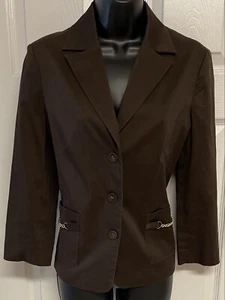 PECK & PECK Sakko Blazer Größe 8 Baumwolle/Elasthan braun 3/4 Ärmel - Bild 1 von 10