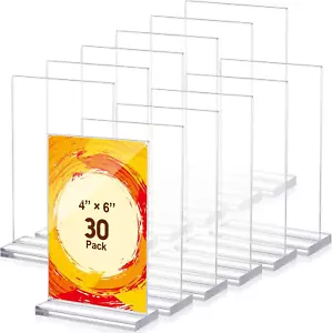 30 Packs 4 X 6 Inch Acrylic Sign Holder Acrylic Stands for Display Clear Table M - Picture 1 of 12