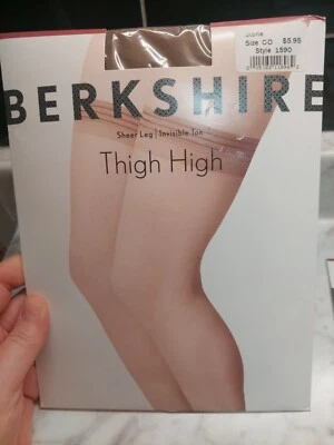 Berkshire Sheer Leg Thigh High Invisible Toe Stockings Stone Sz C D 1590 - Image 1 of 4