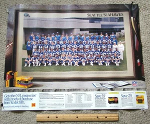 1991 Seattle Seahawks Team Poster Kodak Ad Dave Krieg Cortez Kennedy Jeff Kemp - Picture 1 of 5