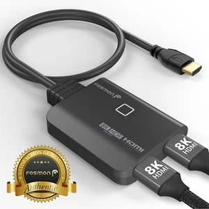Fosmon 8K HDMI 2.1 2 in 1 Out Interruttore Automatico Switcher Sdoppiatore Cavo Treccia - Foto 1 di 7