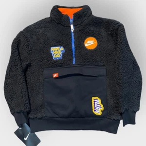 Nike Toddler Just Do It Patches” Sherpa Pullover Jacket Boys size 4 New - Picture 1 of 9