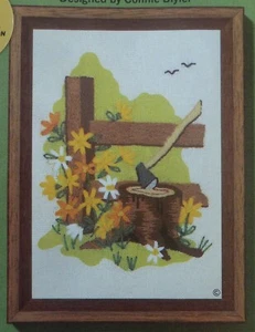 1977 Sunset Designs Jiffy Stitchery Tree Stump Crewel Embroidery Kit 269 - Picture 1 of 4