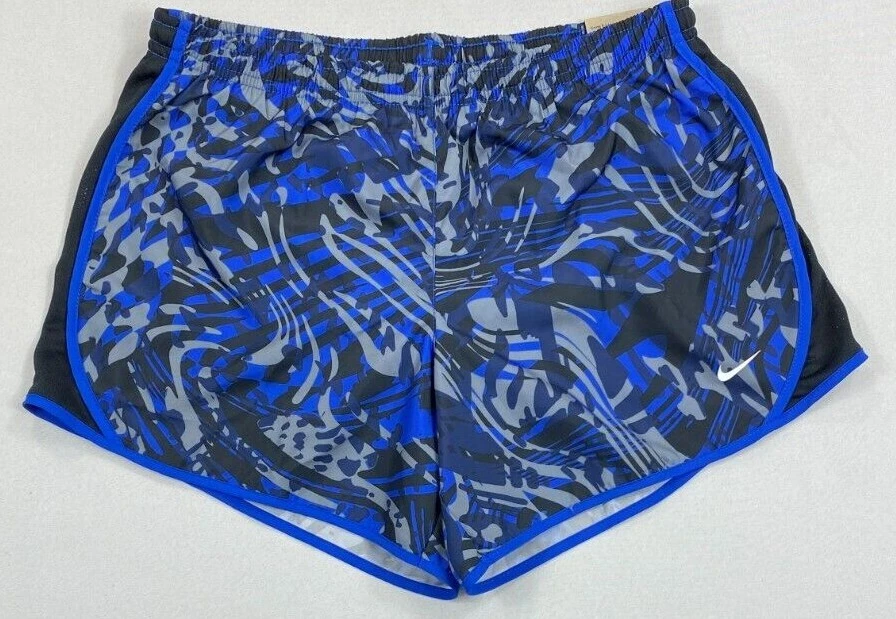 Nike Dri-FIT Tempo Running Girl's Large Blue Black Gray 3" Shorts