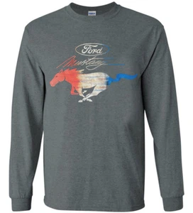 Ford Mustang T-shirt Long Sleeve Men's Graphic Tee Pony Decal Gifts for Men - Picture 1 of 1