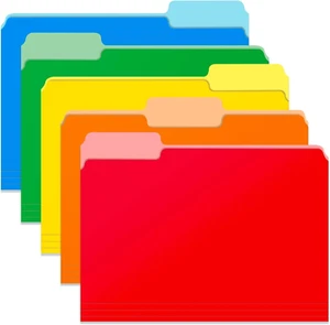 15 Pack Two Tone File Folders 8.5 X 11 Inch, Assorted Colors - Picture 1 of 12