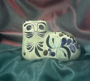 5” Mexican Pottery Hand Painted Tolana Folk Art Cat Figurine Mexico CAT 337 Euc - Picture 1 of 3