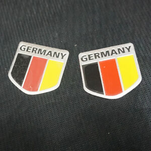 2x GERMANY Flag Small Metal Sticker Emblem Decal Badge Engine Car Motors Edition