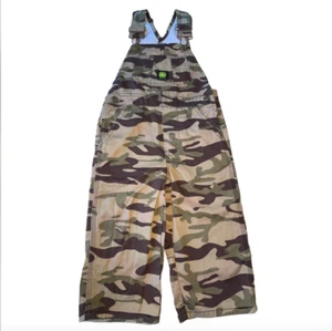 John Deere Toddler Green Brown Camouflage Cameo Bib Overalls Size 2T Boy Girl - Picture 1 of 6