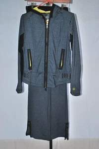 Andrew Mark Damen grau Trainingsanzug Reißverschluss Jacke High Waist Hose Größe L / M - Bild 1 von 7